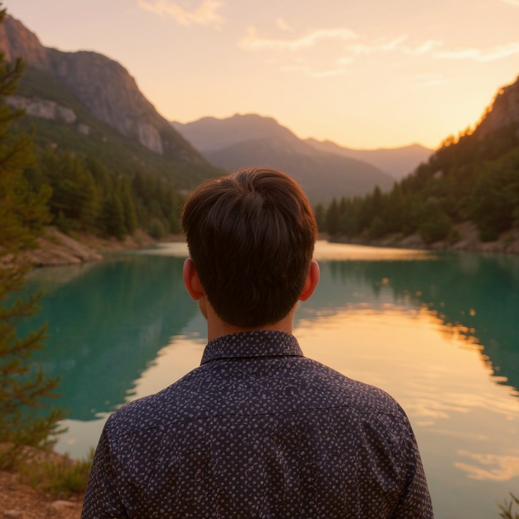 Pablo mirando el embalse de Guadalest al atardecer