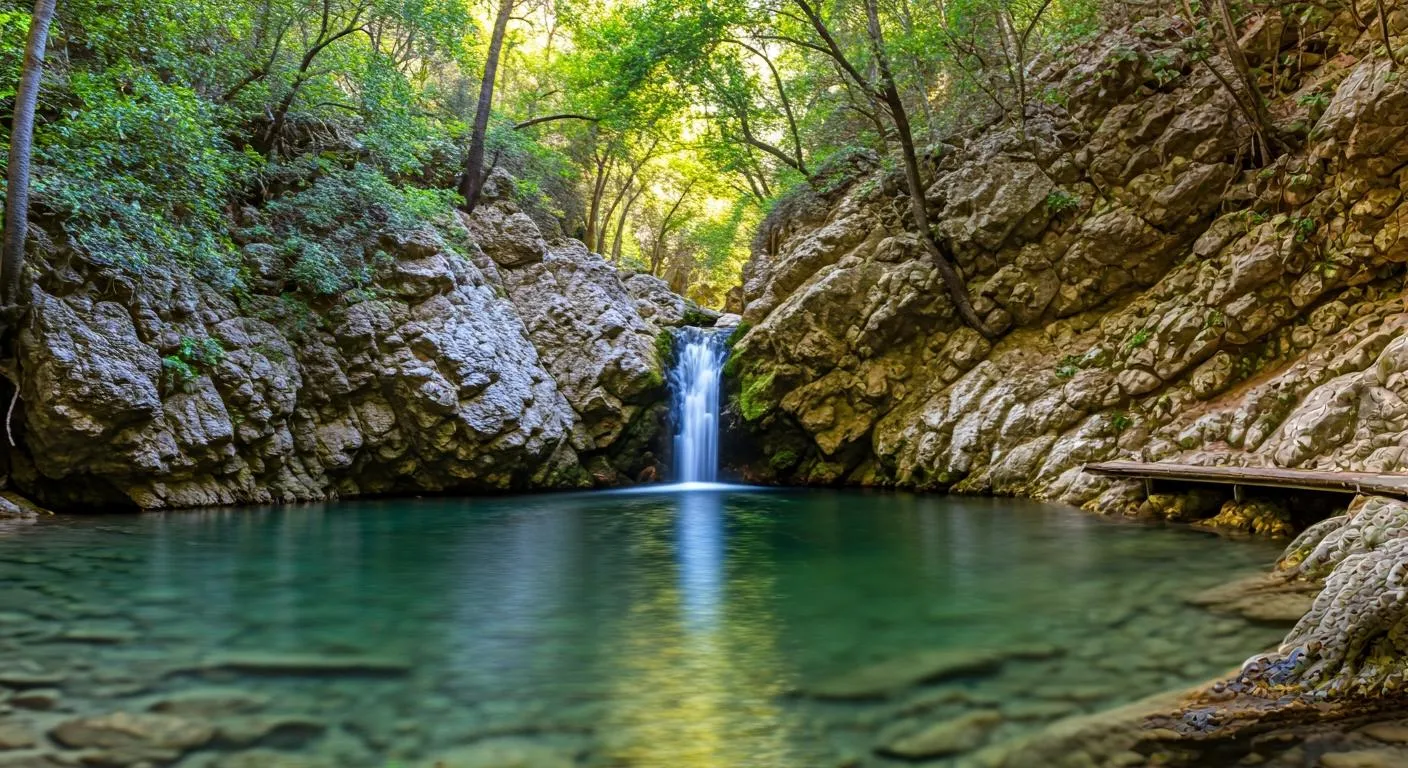 Pozas de agua cristalina entre rocas y vegetación mediterránea